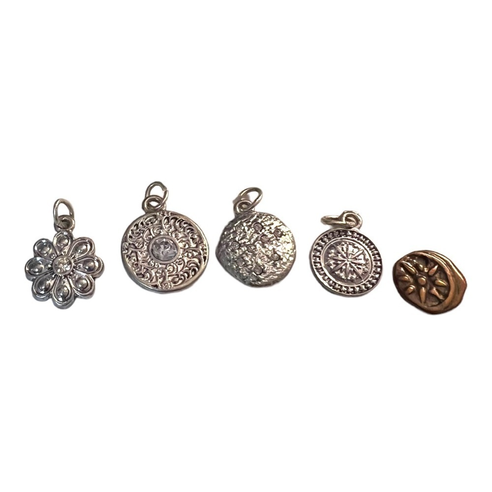 Set of 5 Bracelet / Necklace Charms 4 are silver tone 1 is bronze tone